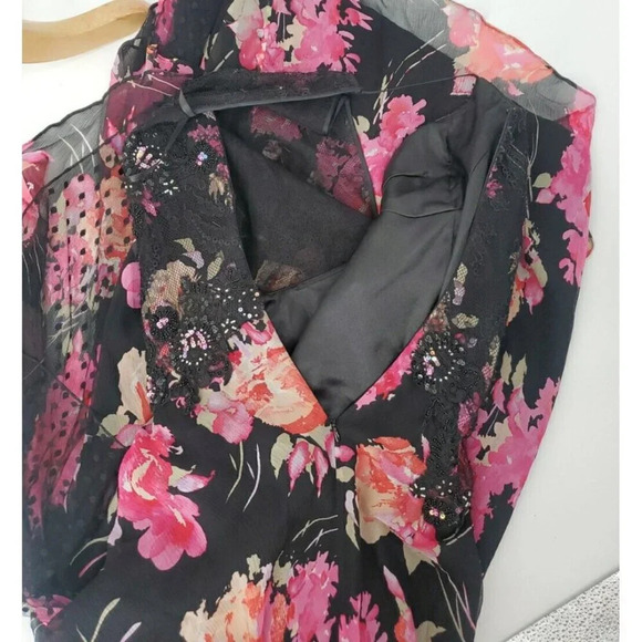 Ricki Freeman Teri Jon Silk Floral Sequin Beaded Halter Maxi Dress Sz 12 - Picture 16 of 16